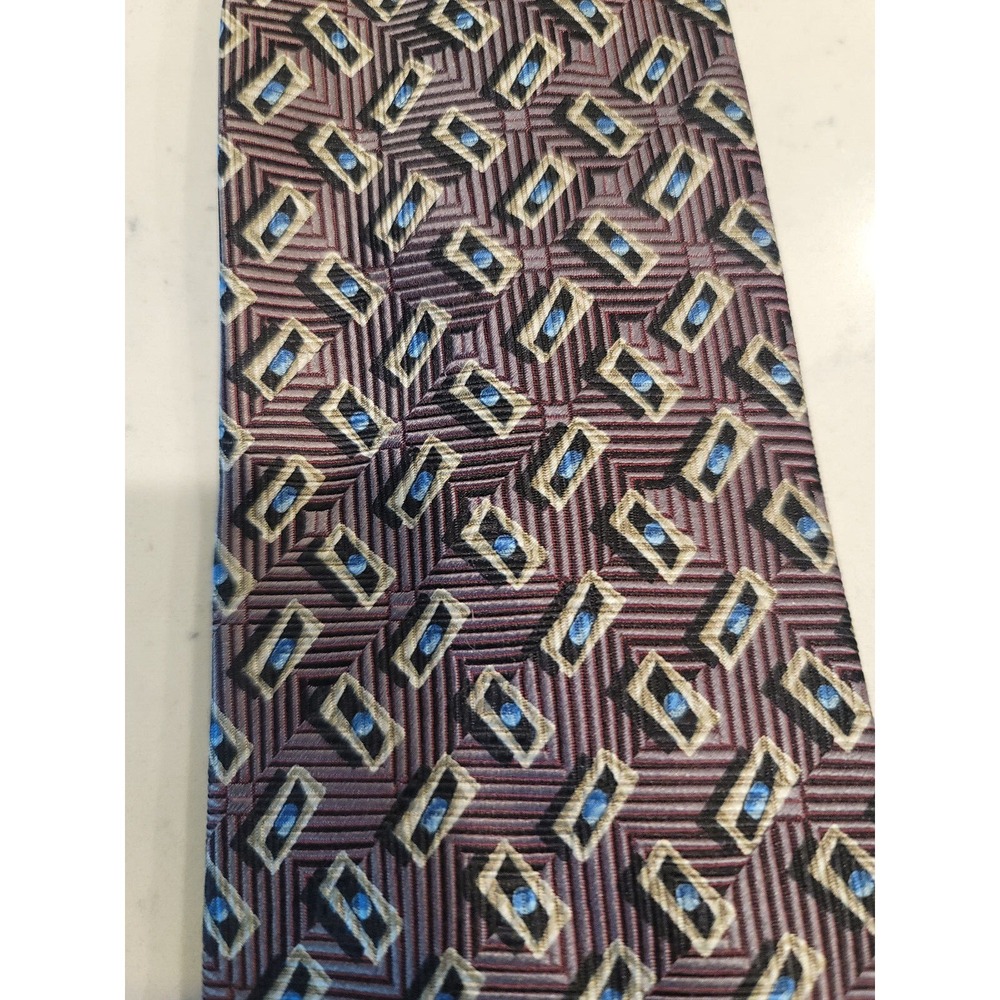 Ermenegildo Zegna Men's Neck Tie 100% Pure Silk Suits Business, geometric